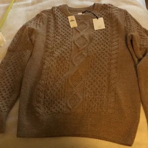 Beige men’s S Gap cotton cable knit sweater NWT